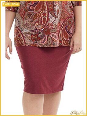 Plus Size Cotton Blend Knee Length Pull On Pencil Skirt